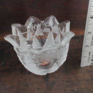 Christmas Tree Forest Frosted Crystal Votive Candle Holder German Waltherglas